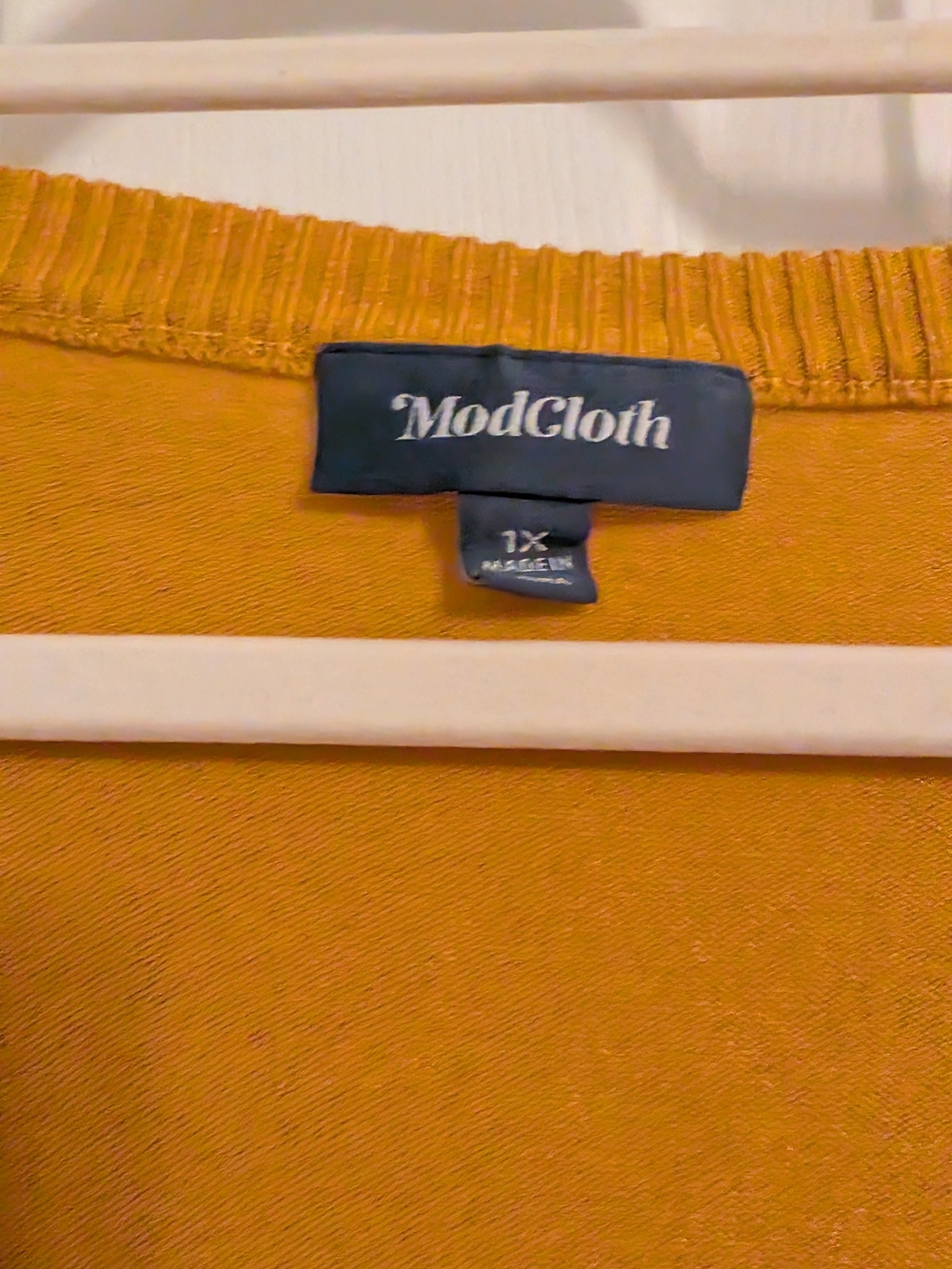 ModCloth Cream Cardigan with Mustard Trim and Dark Green Sleeves - Picture 3 of 3